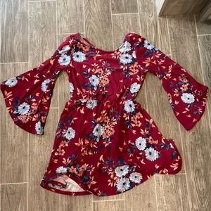 My Michelle GIRLS floral burgundy dress